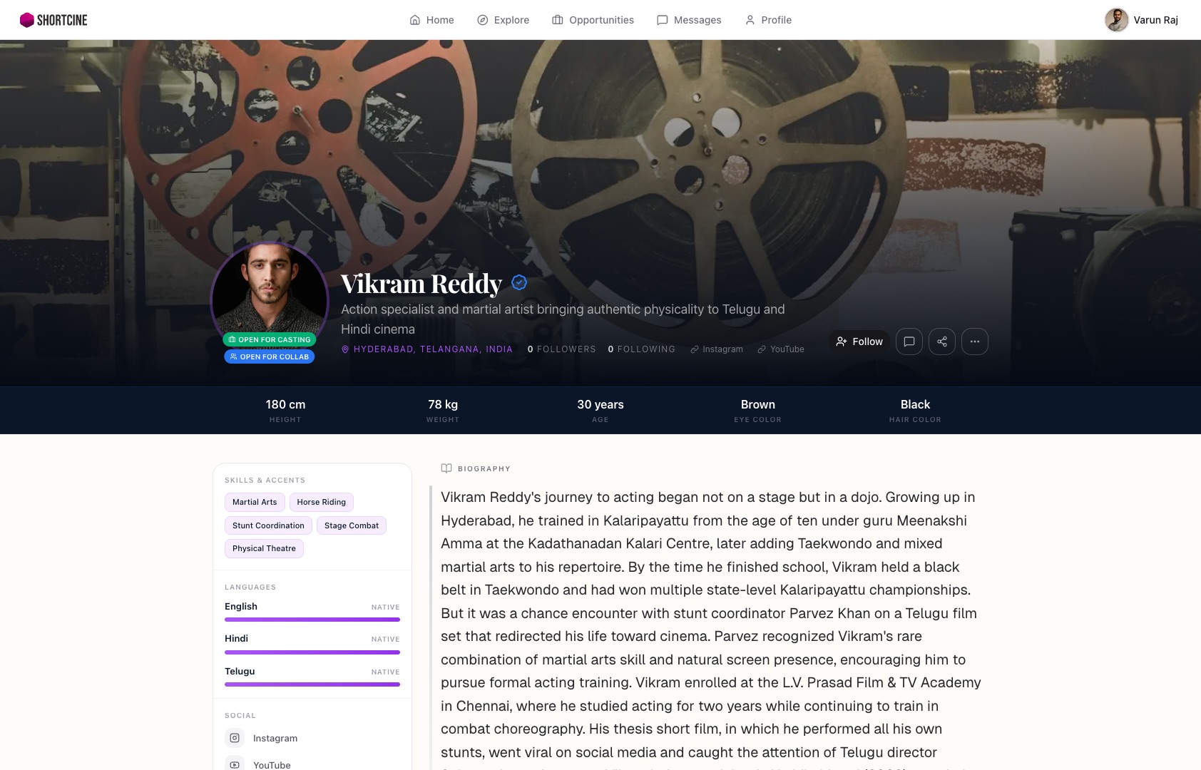ShortCine Profile Preview